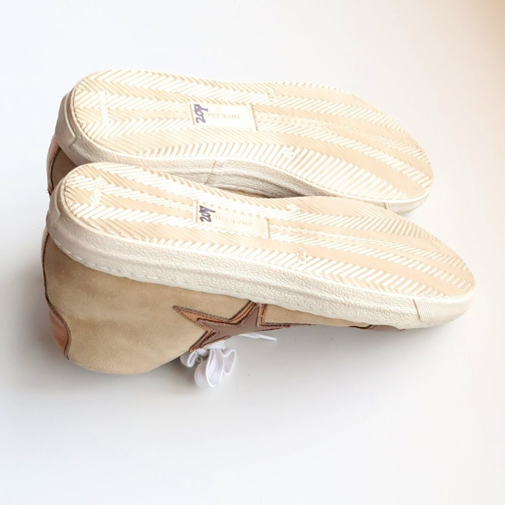 The Shoe Box Beige Suede & Brown Leather High Top Sneakers Lace-up w Star 8.5 - Picture 14 of 16